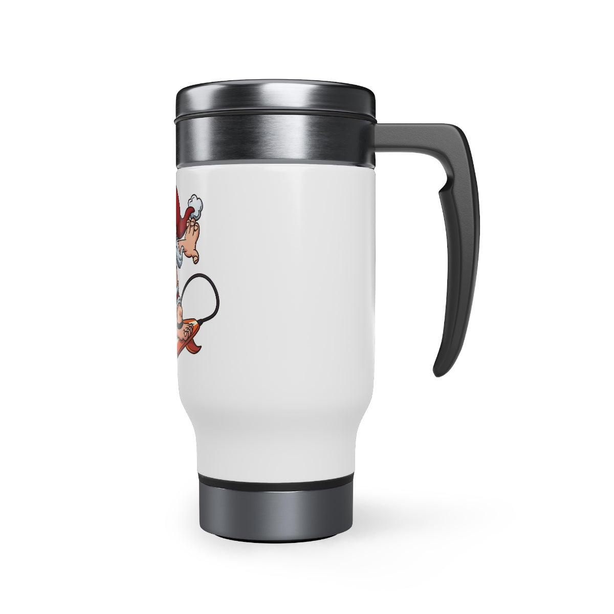 Stainless Steel Travel Mug with Handle, 14oz seasonal surfing Santa