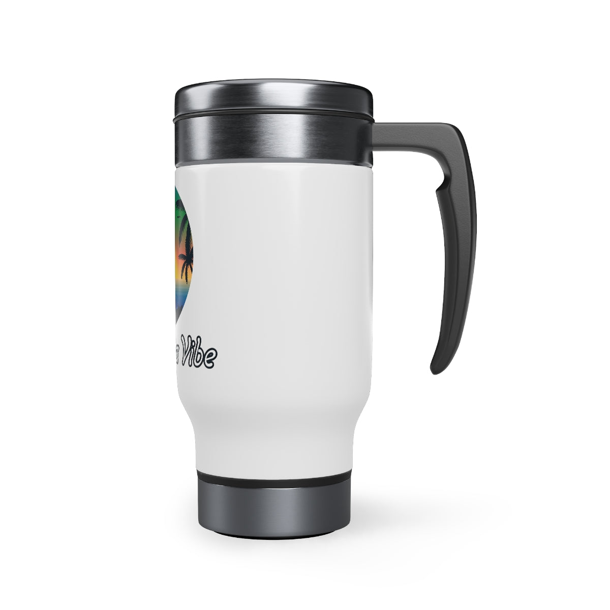 Stainless Steel Travel Mug with Handle, 14oz, California Vibe