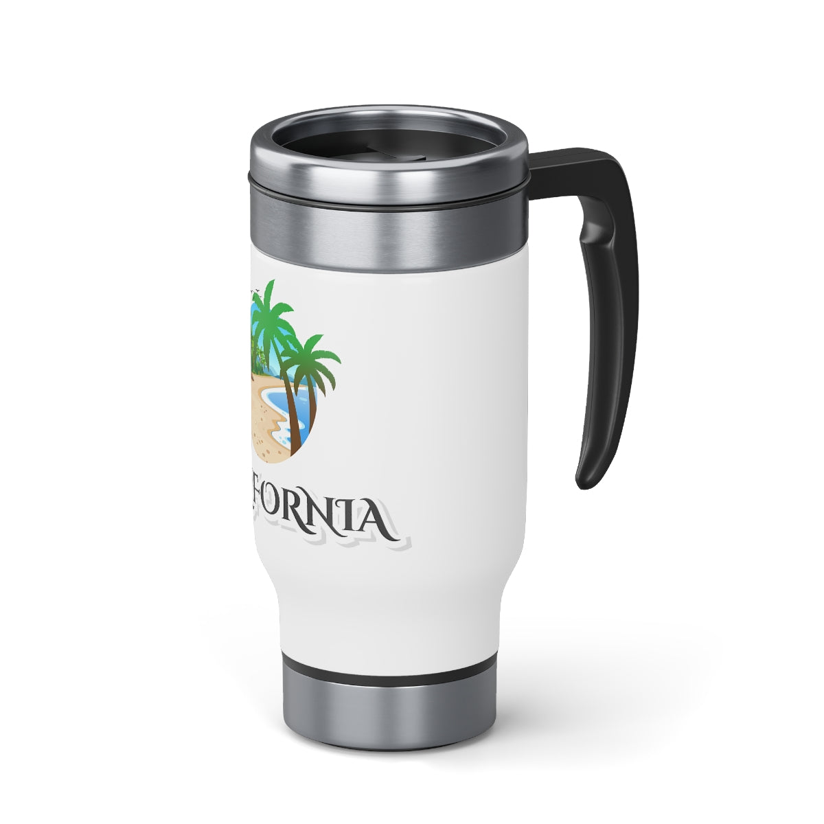 Stainless Steel Travel Mug with Handle, 14oz, California