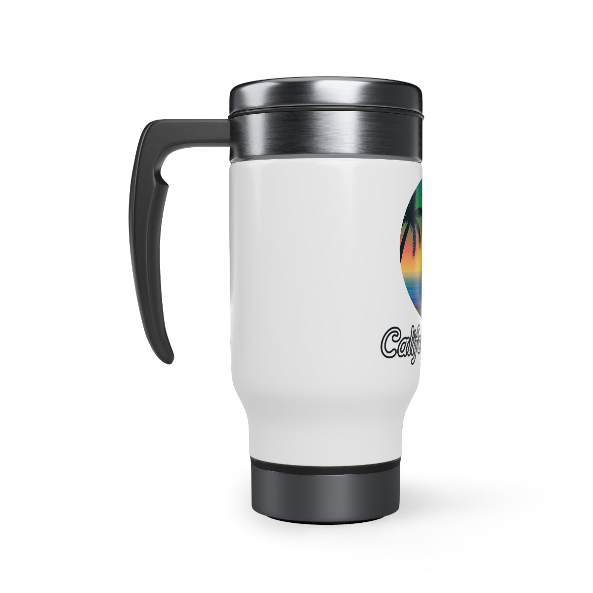 Stainless Steel Travel Mug with Handle, 14oz, California Vibe