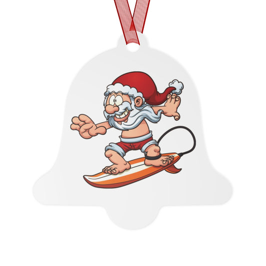 Metal Ornaments, Seasonal Surfing Santa