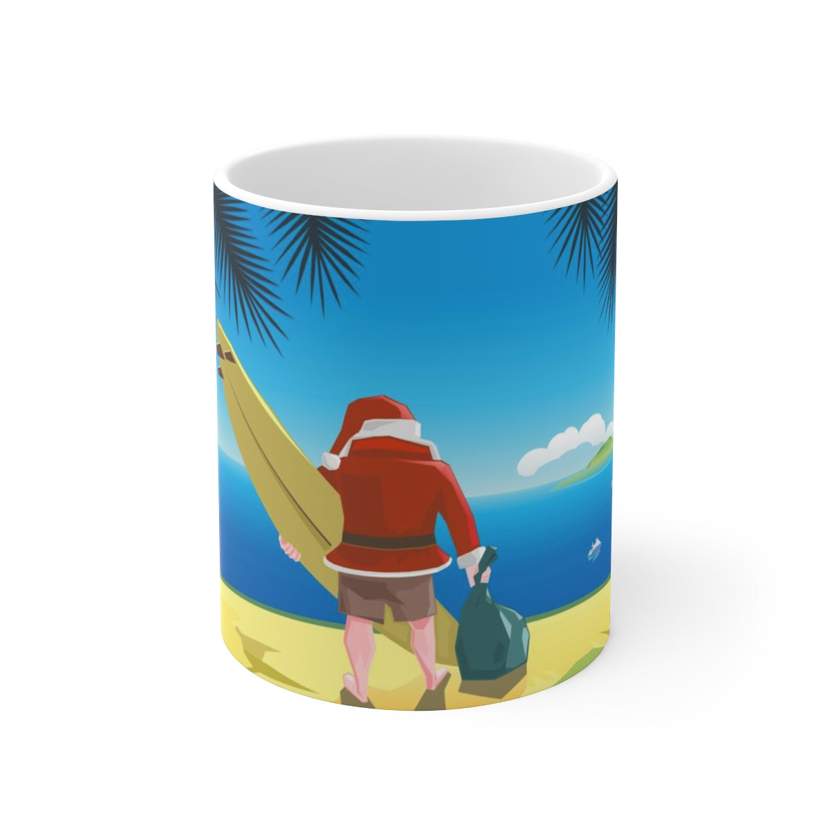 Ceramic Mug 11oz santa surfer