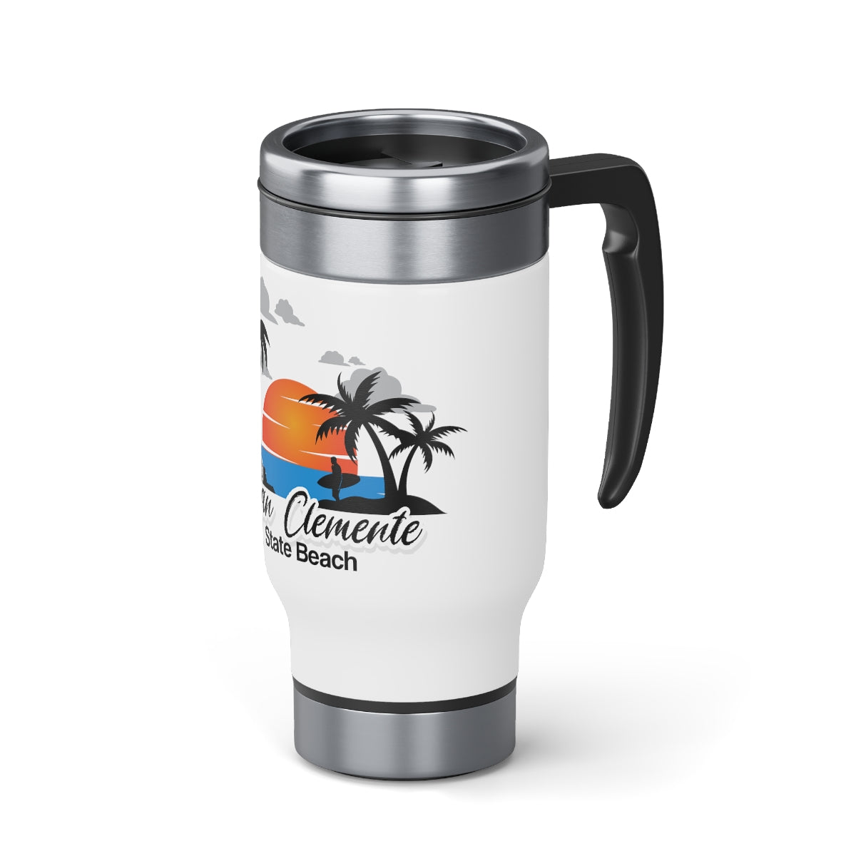 Stainless Steel Travel Mug with Handle, 14oz, San Clemente State Beach