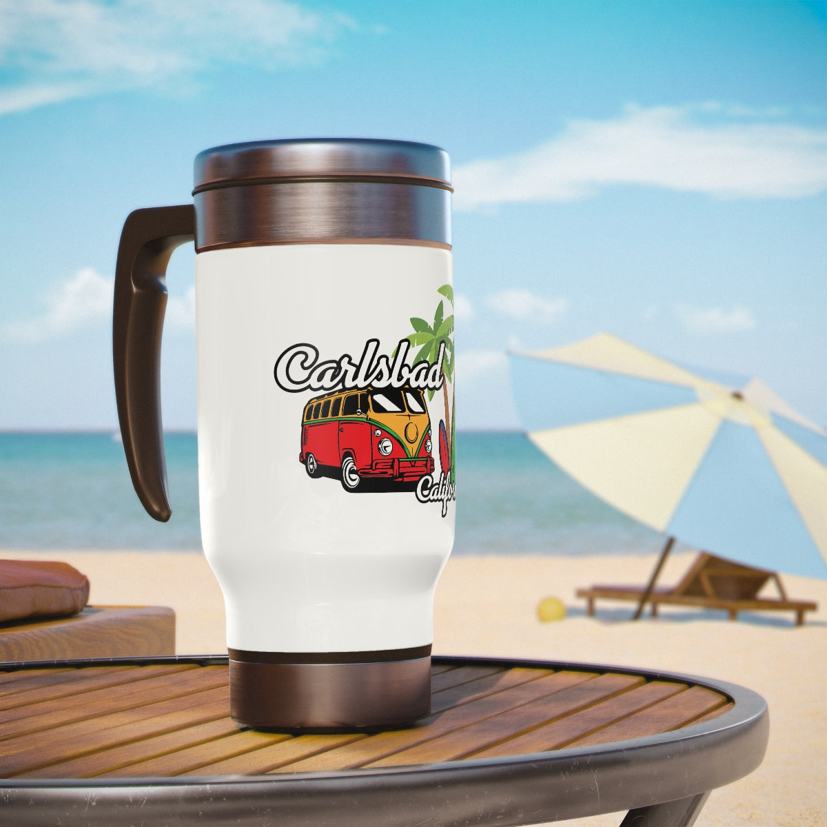 Stainless Steel Travel Mug with Handle, 14oz, Carlsbad