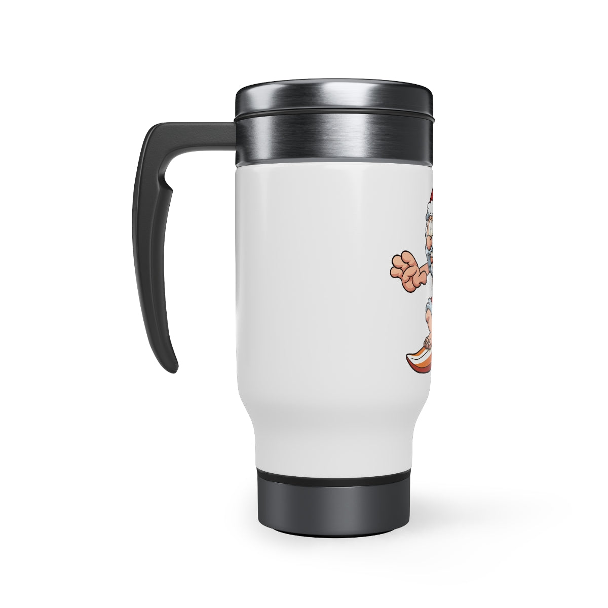 Stainless Steel Travel Mug with Handle, 14oz seasonal surfing Santa