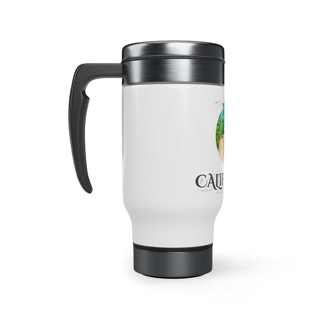 Stainless Steel Travel Mug with Handle, 14oz, California