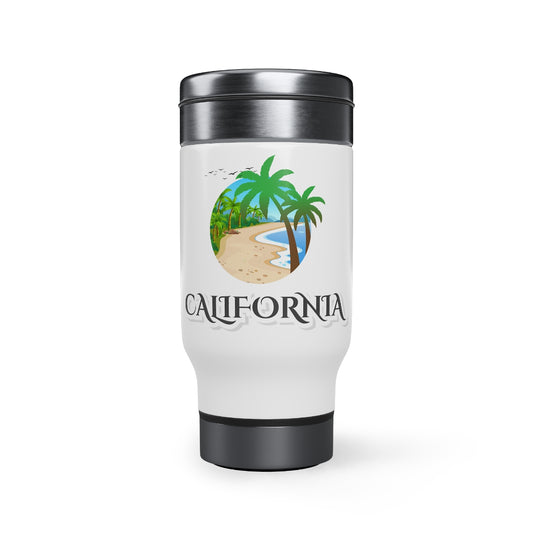 Stainless Steel Travel Mug with Handle, 14oz, California